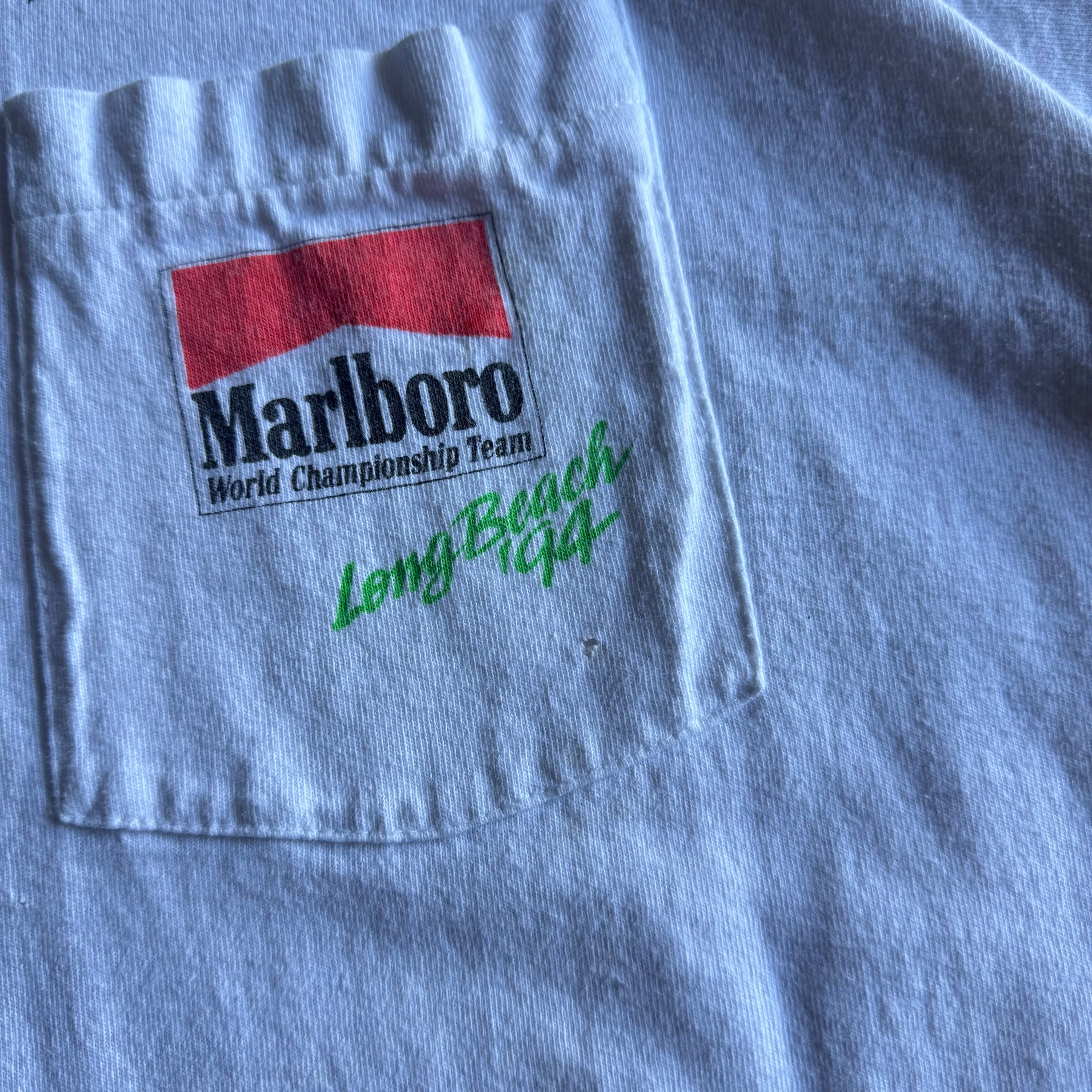 Vintage 90s 1994 Marlboro World Championship Long Beach White T Shirt Size XL