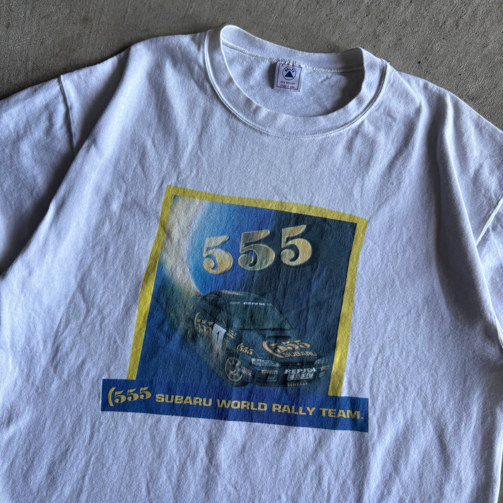 90s Subaru World Rally Team 555 Impreza White T Shirt (XL)