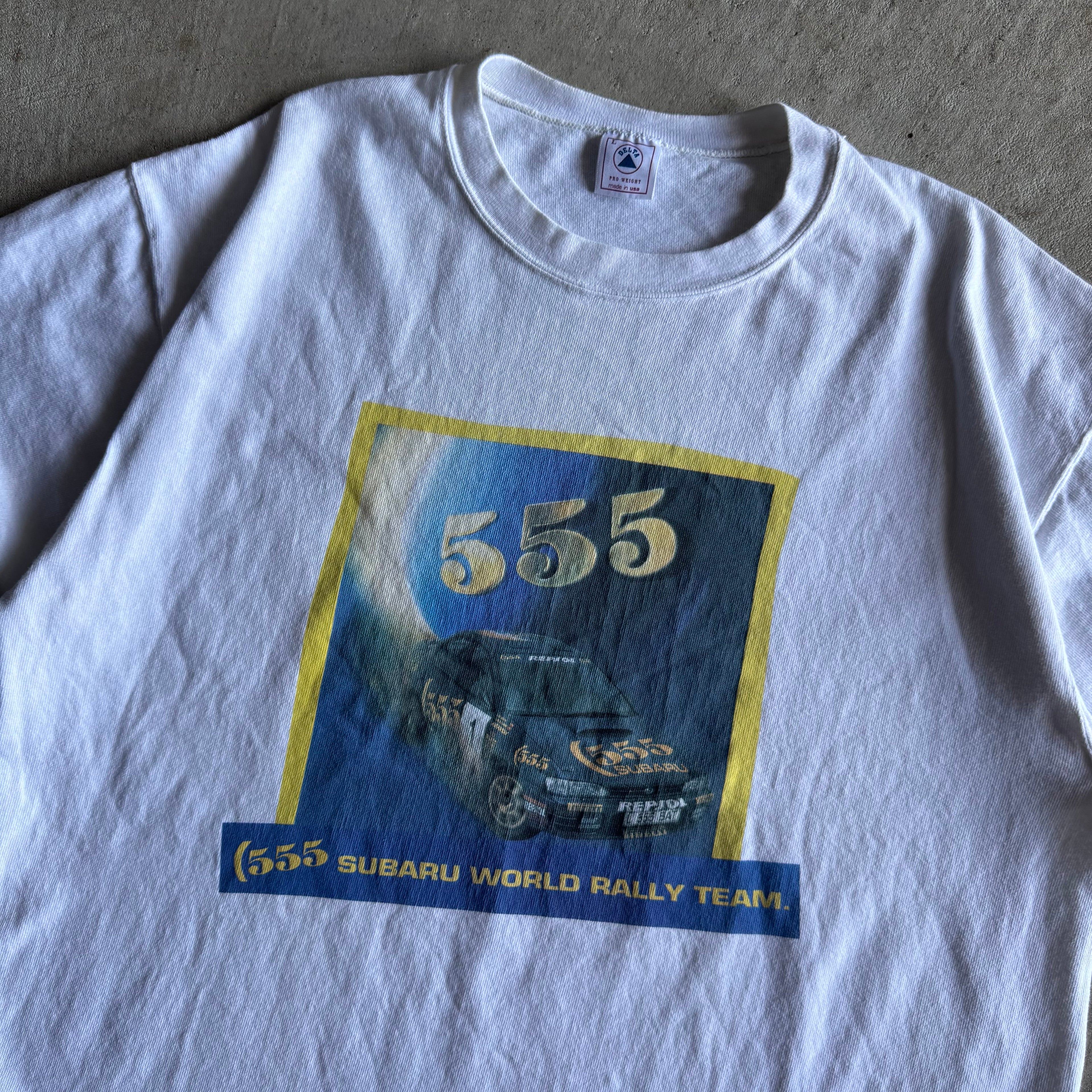 90s Subaru World Rally Team 555 Impreza White T Shirt (XL)