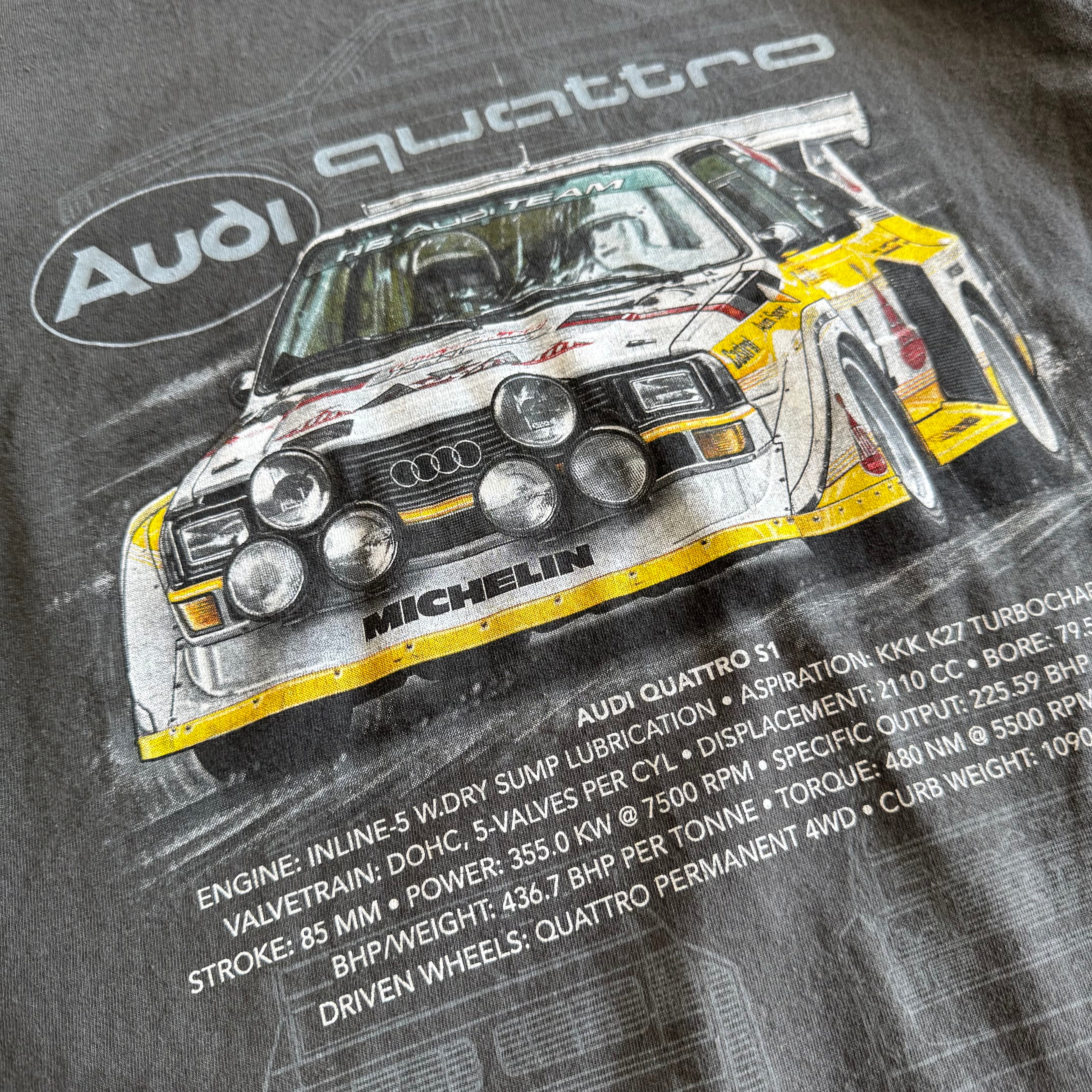 Retro Audi Quattro S1 Rally Team Charcoal Grey Shirt (S)