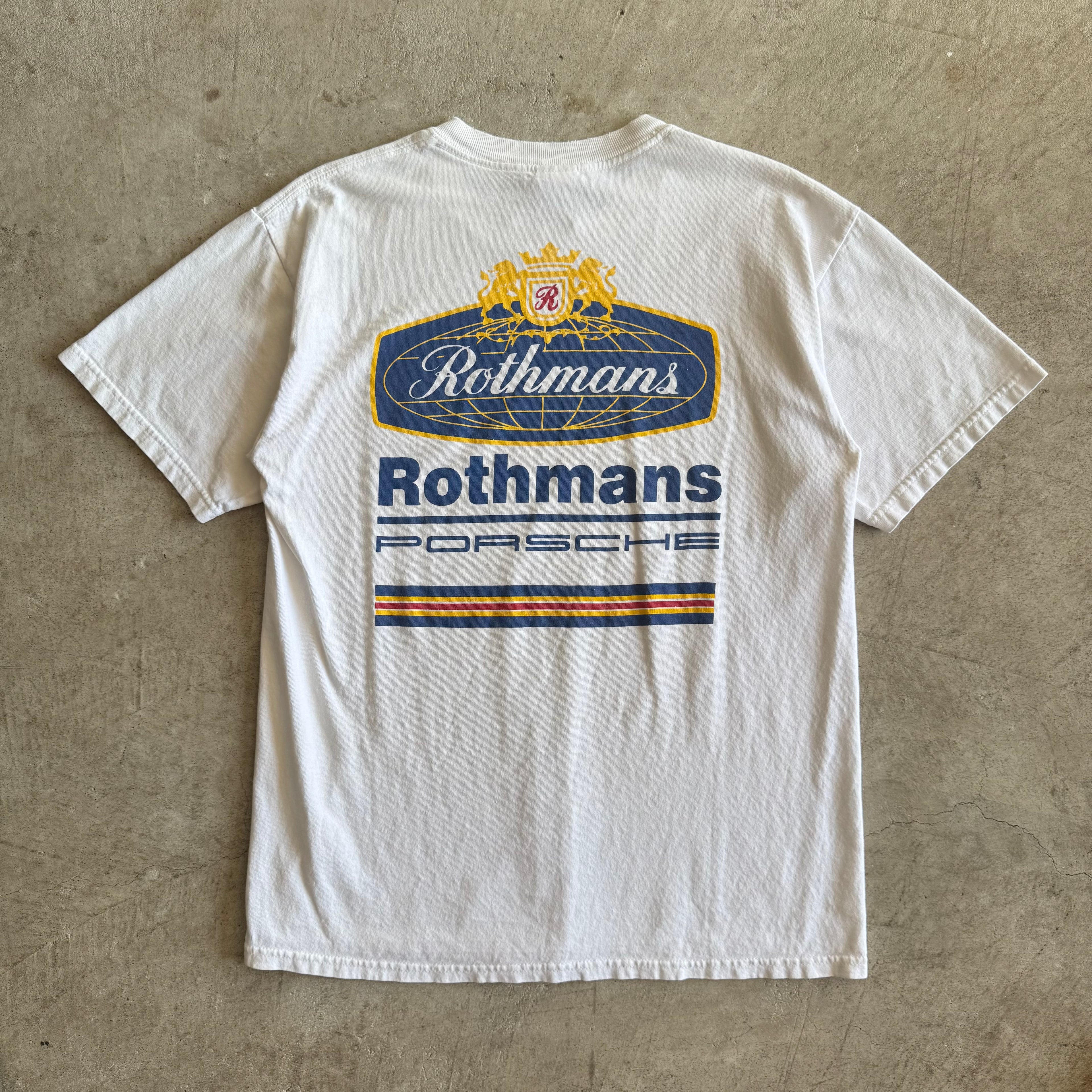 90s Porsche Rothmans Racing Distressed White T Shirt (M)