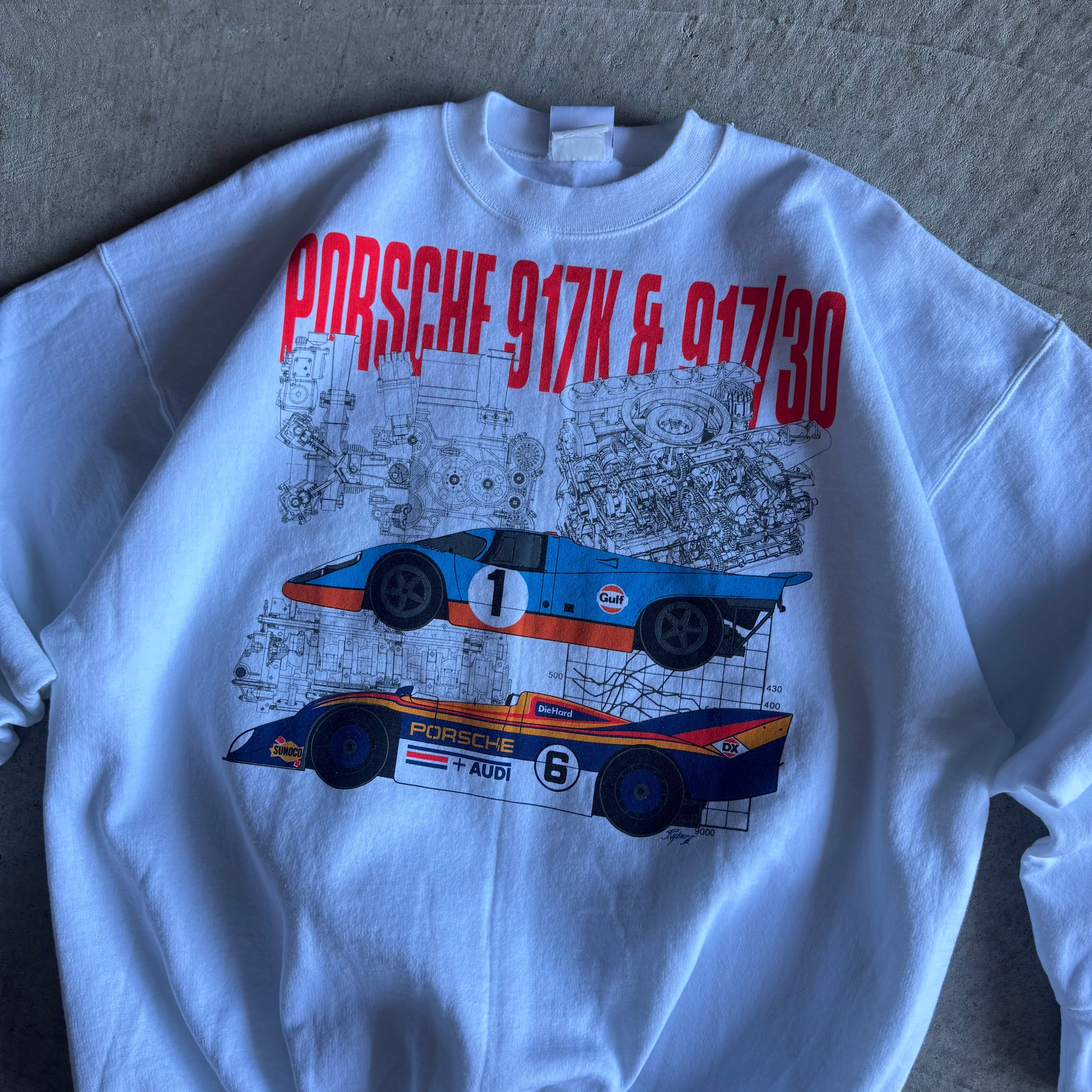 90s Porsche Le Mans Champions White Pullover Sweater (XL)