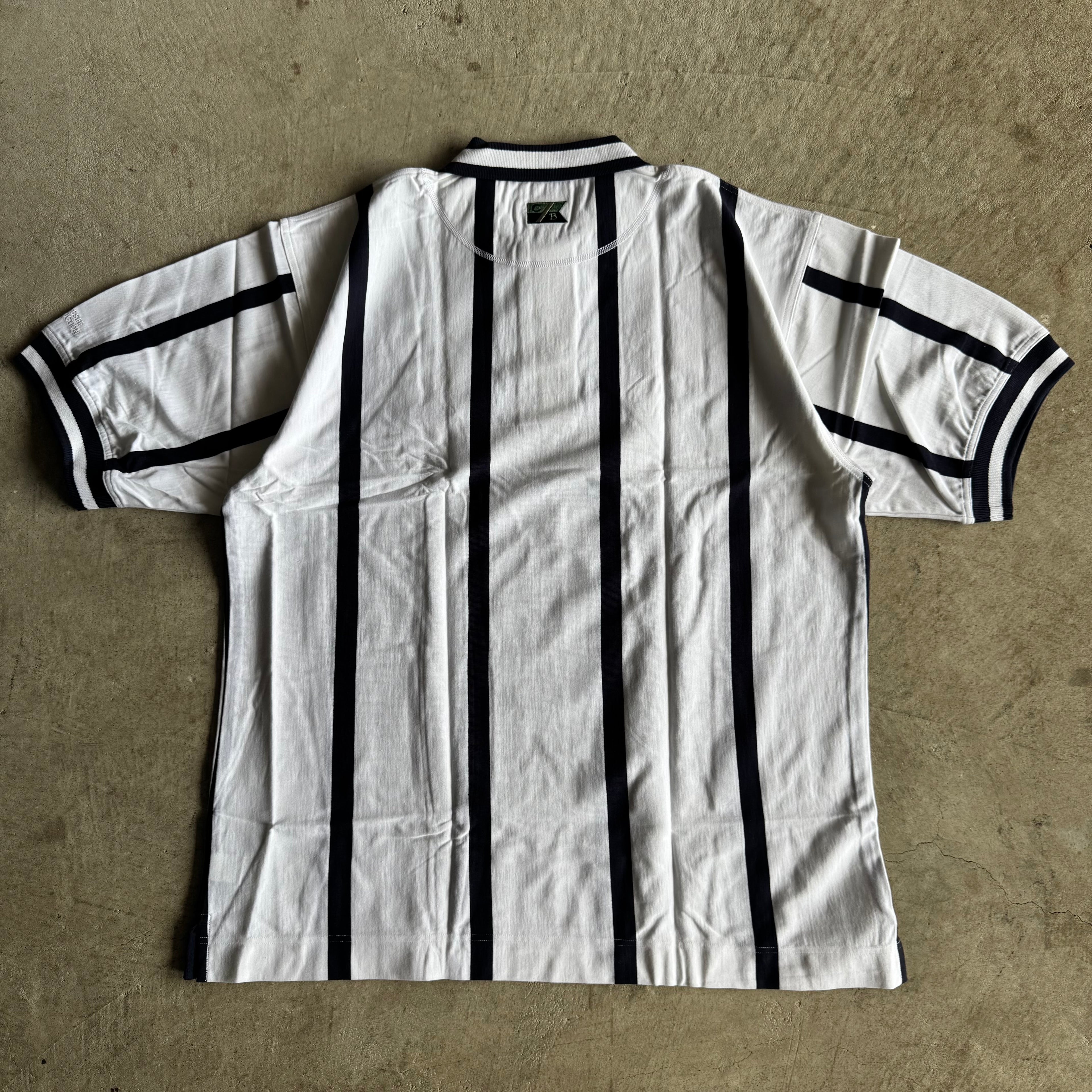 90s Nissan Cutter & Buck Oversized Striped White Polo Shirt (L)