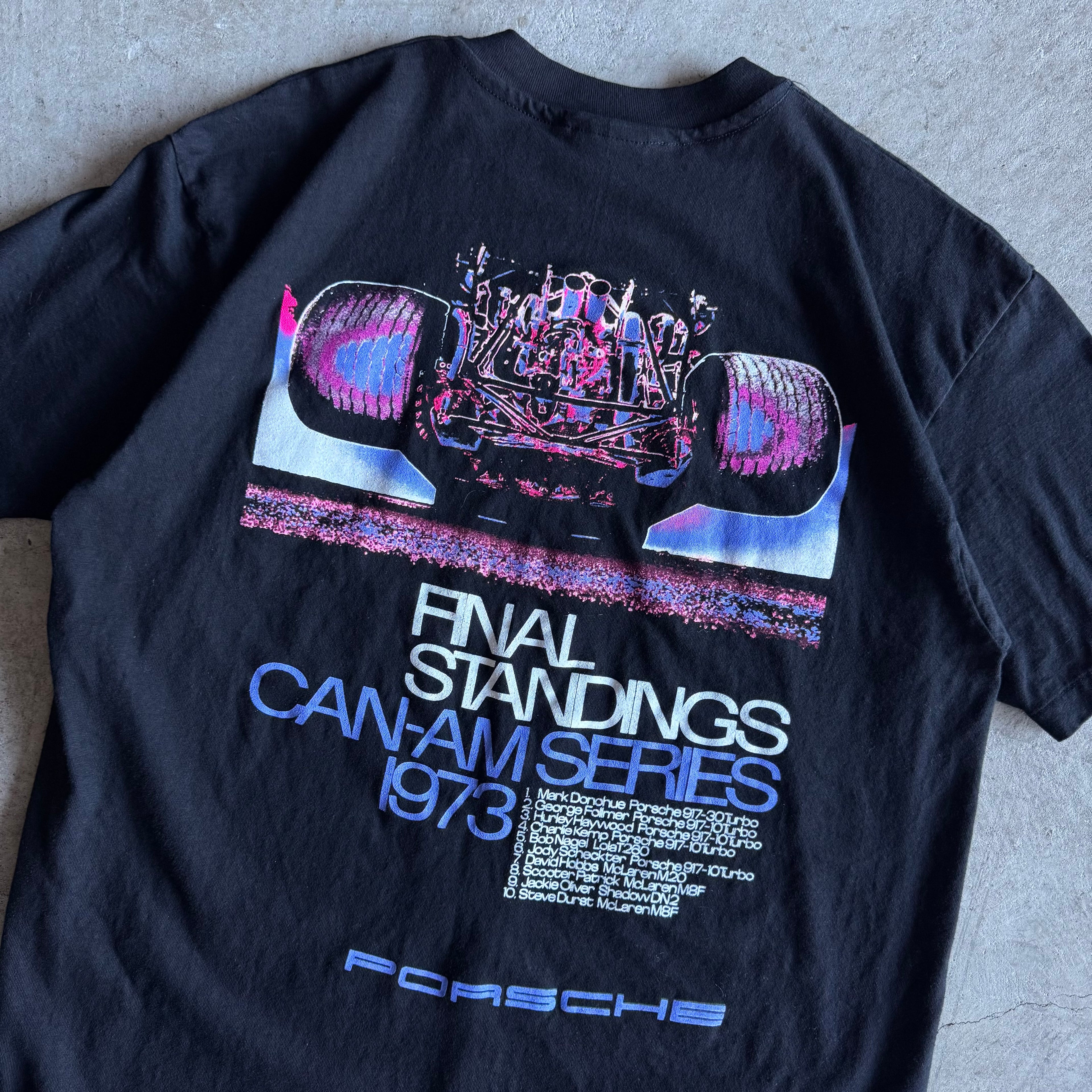 80s Porsche 917 CAN-AM Series Black T Shirt (XL)