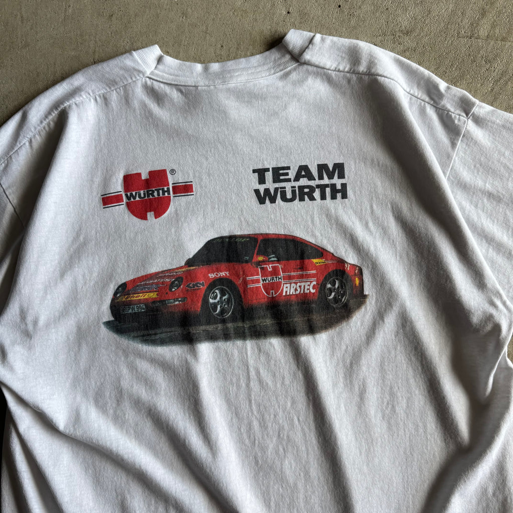 90s Porsche Team Wurth 993 Carrera White T Shirt (XL)