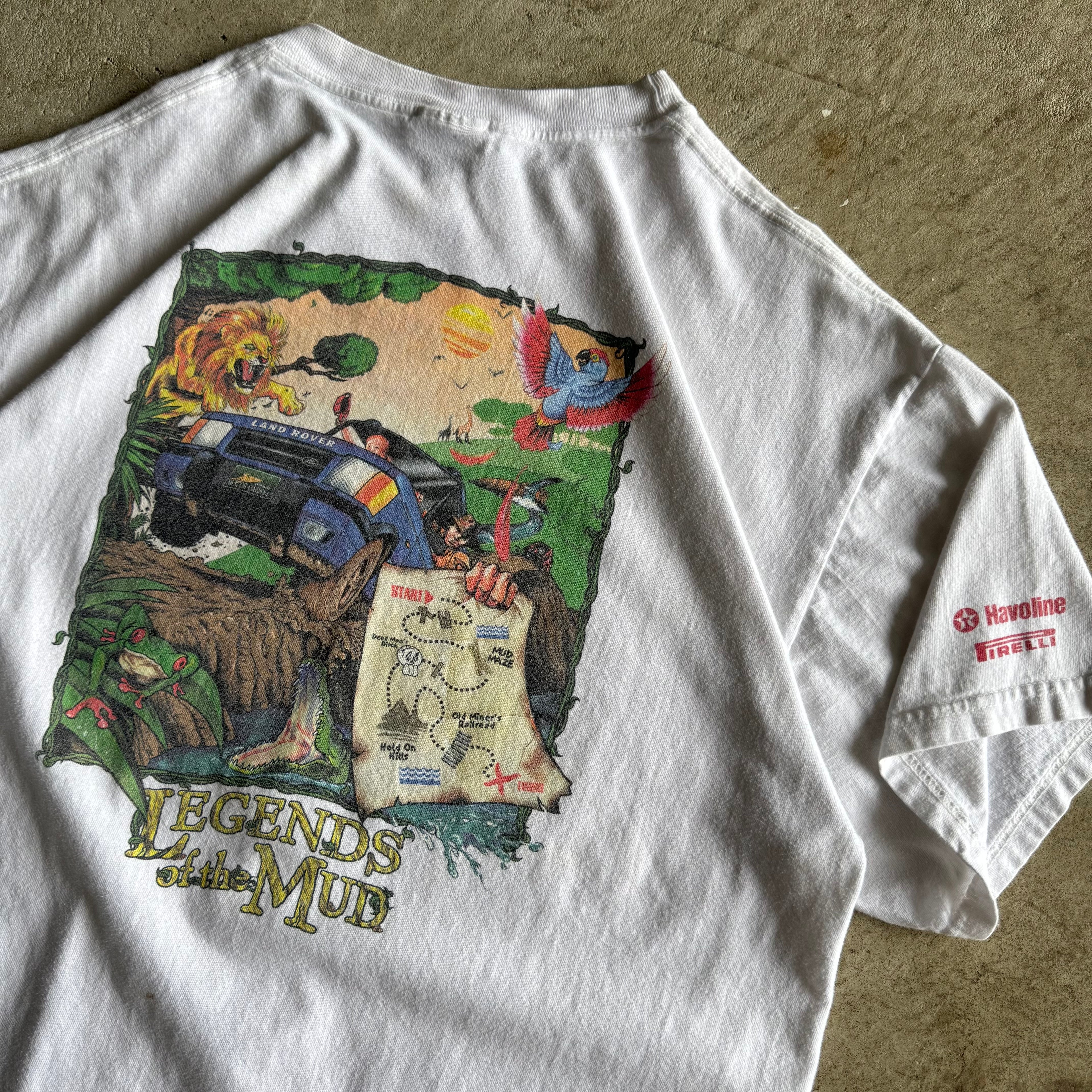 Vintage 2001 Land Rover Palm Beach Legends of the Mud White T Shirt Size XL