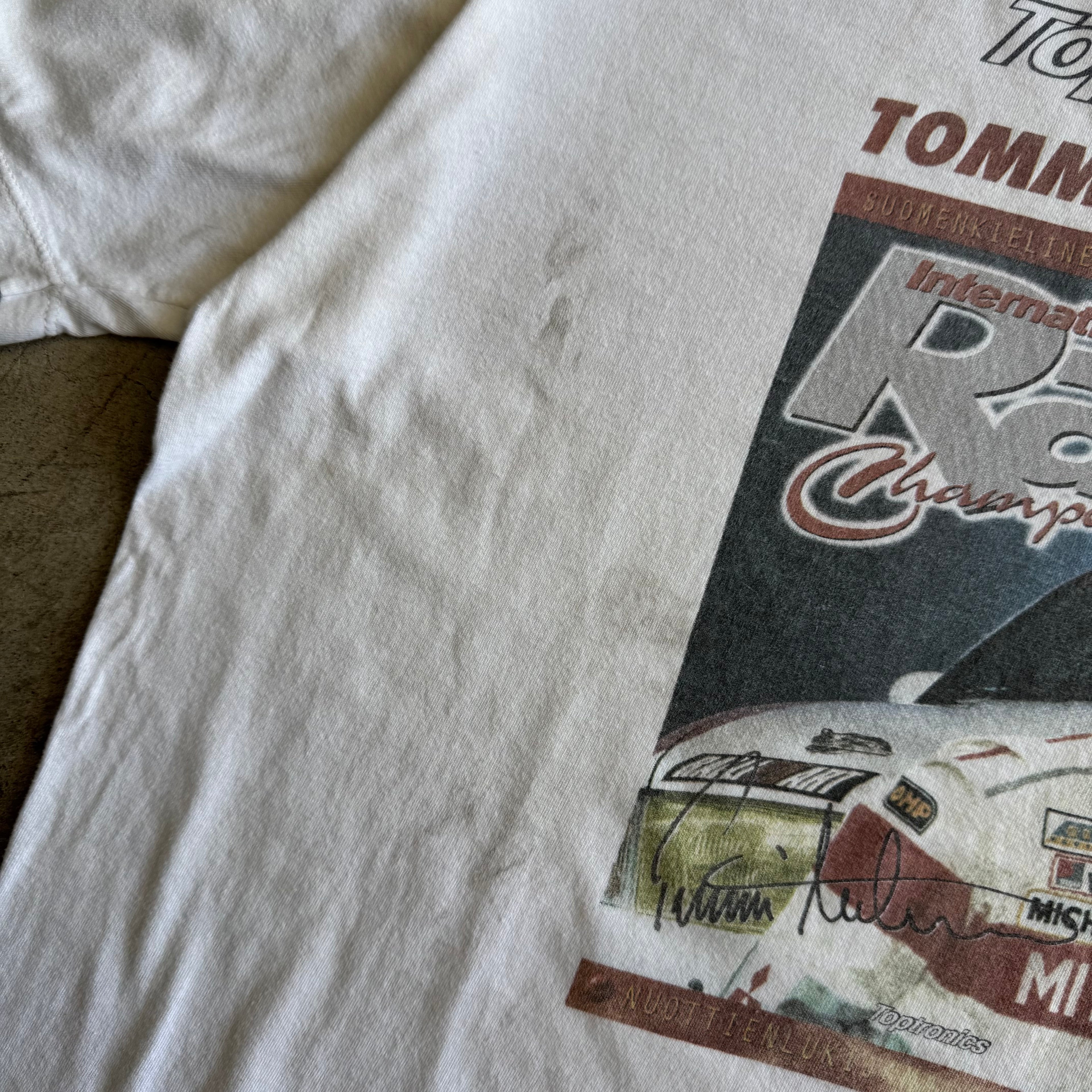 90s Tommi Makinen Toptronics Rally Championship Cover White Shirt (XL)
