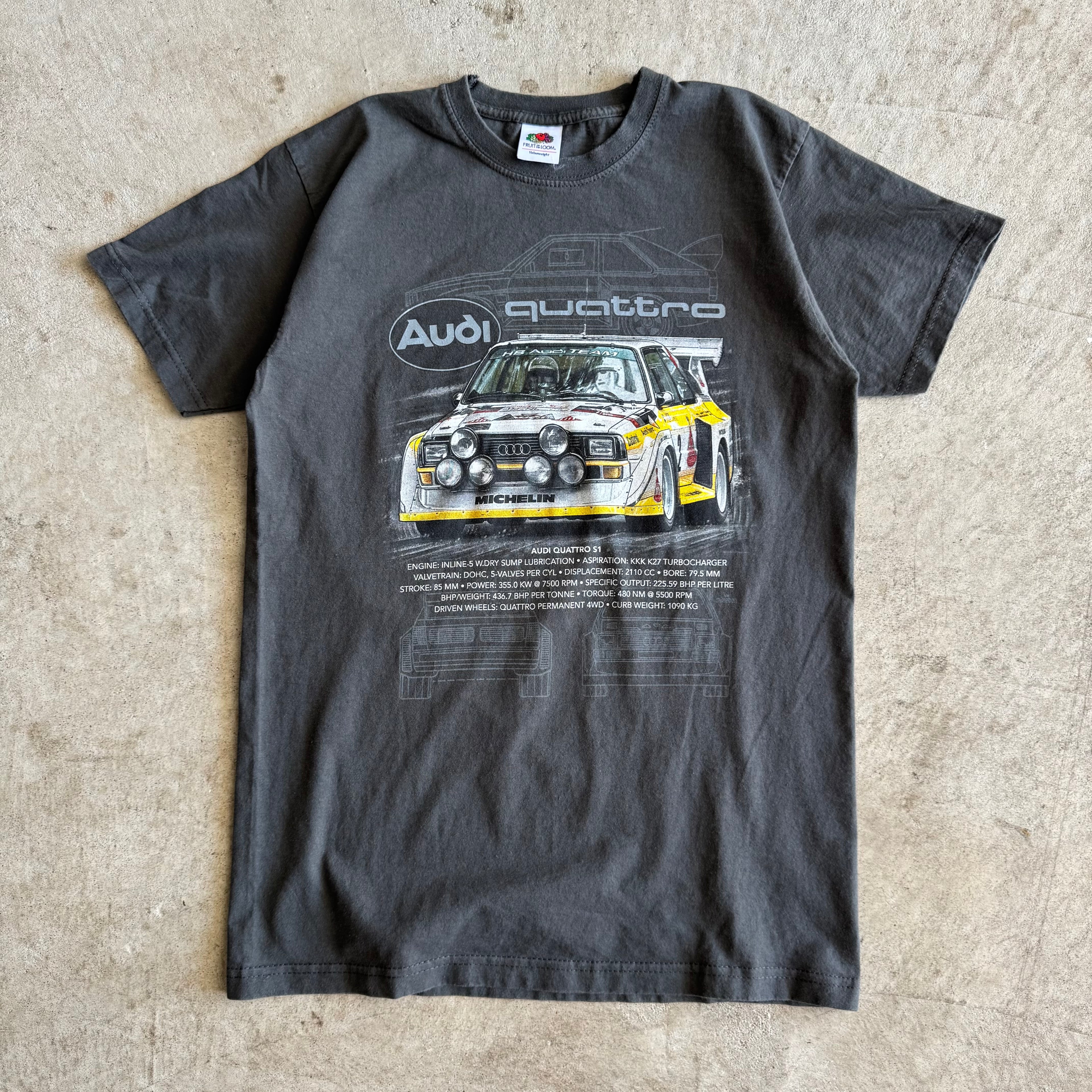 Retro Audi Quattro S1 Rally Team Charcoal Grey Shirt (S)