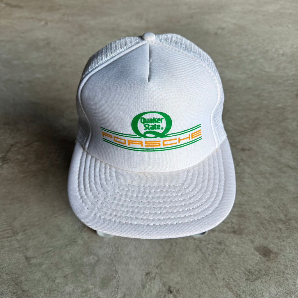 90s Porsche Quaker State White Mesh Trucker Hat