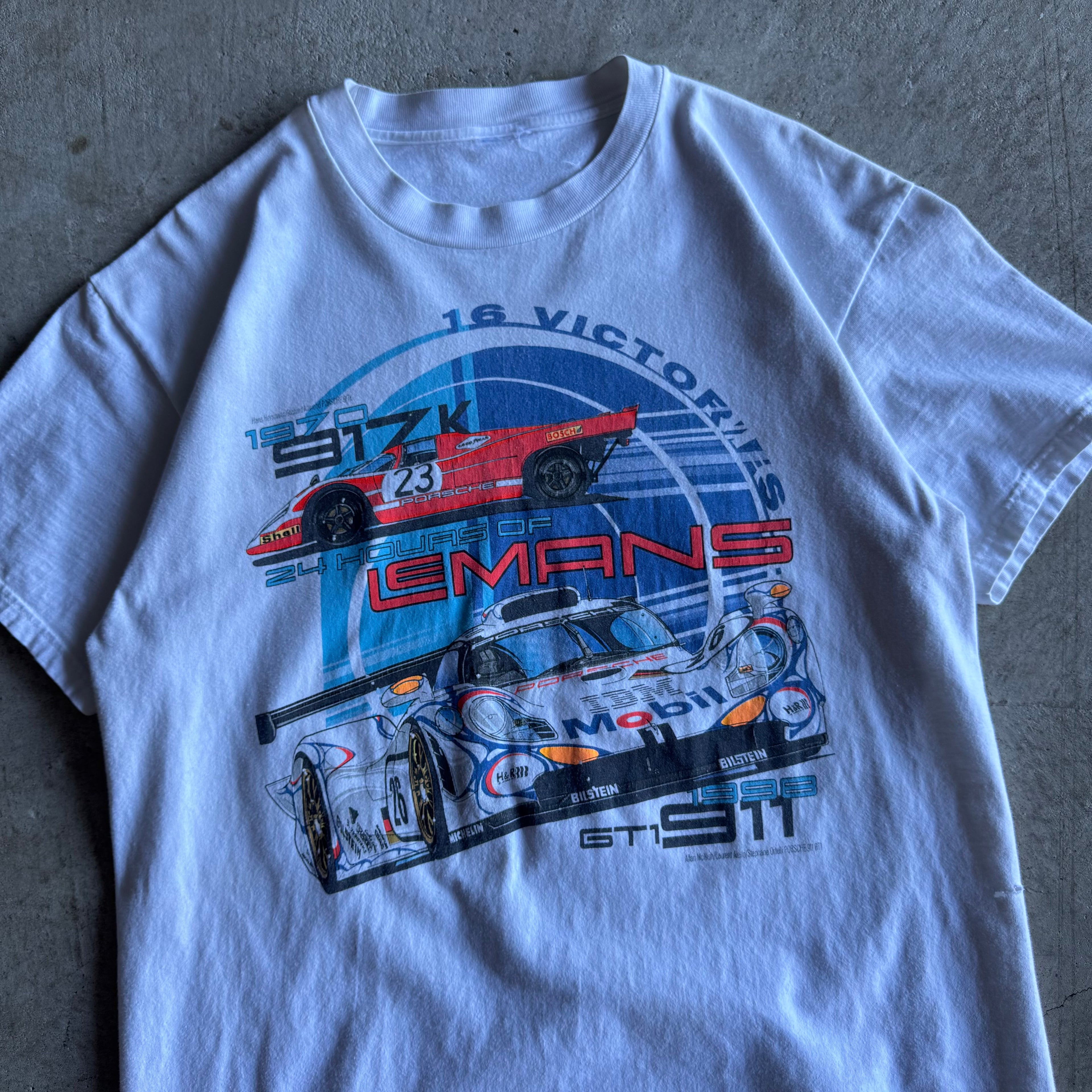 90s Porsche 917 911 GT1 Le Mans Victories White T Shirt (L)