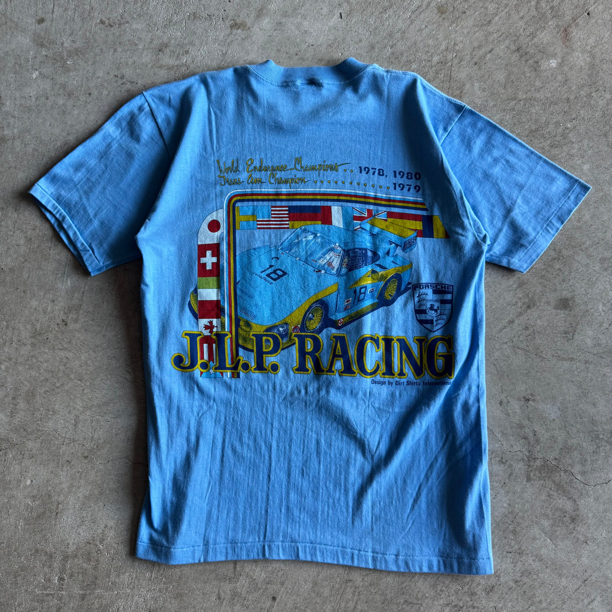 80s Porsche JLP Racing 935 Champions Blue T Shirt (L)