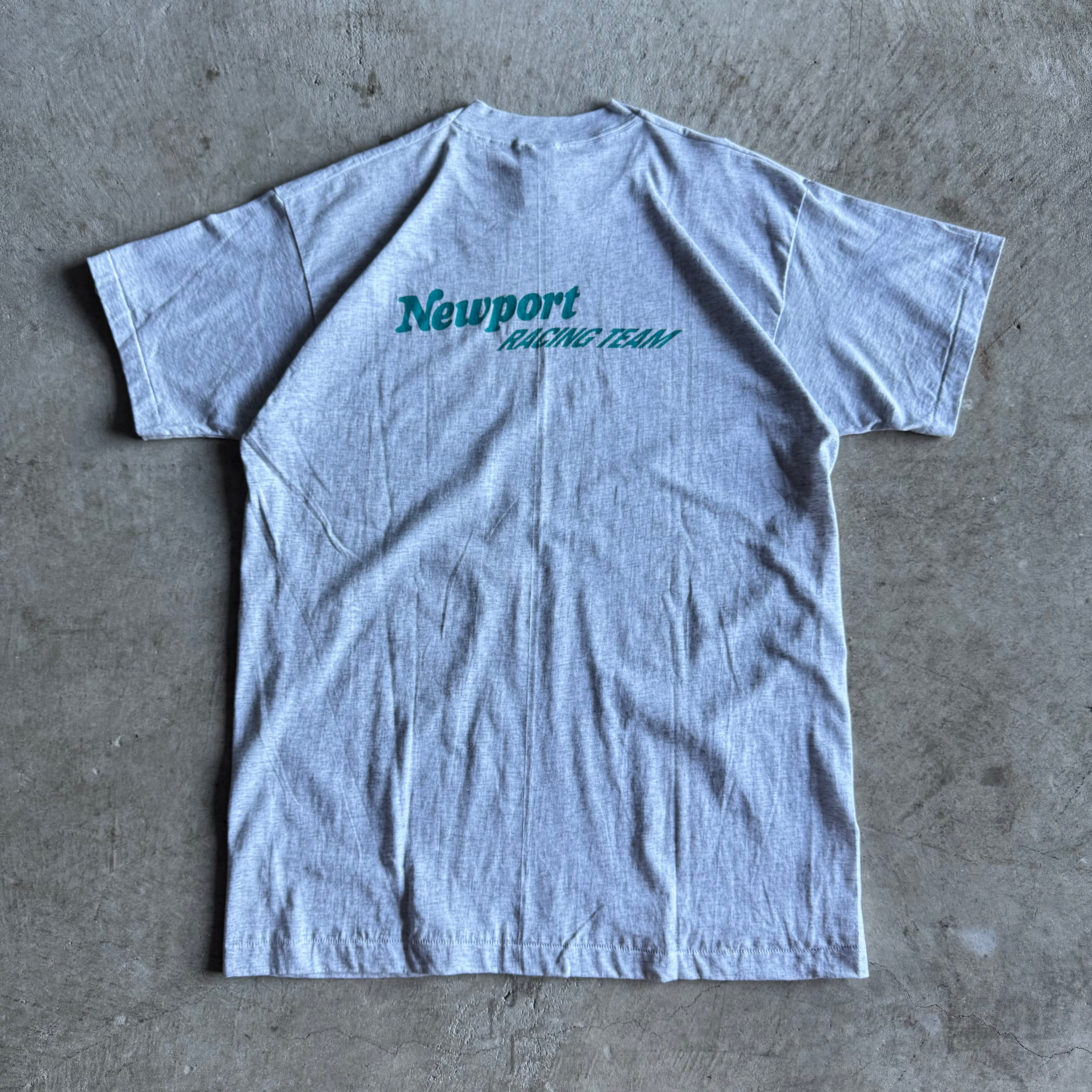 Vintage 80s Newport Racing Indycar Grey T Shirt Size XL
