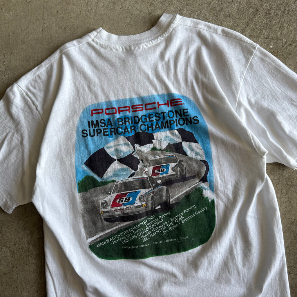 90s Porsche Motorsport Brumos IMSA Champions White T Shirt (L)
