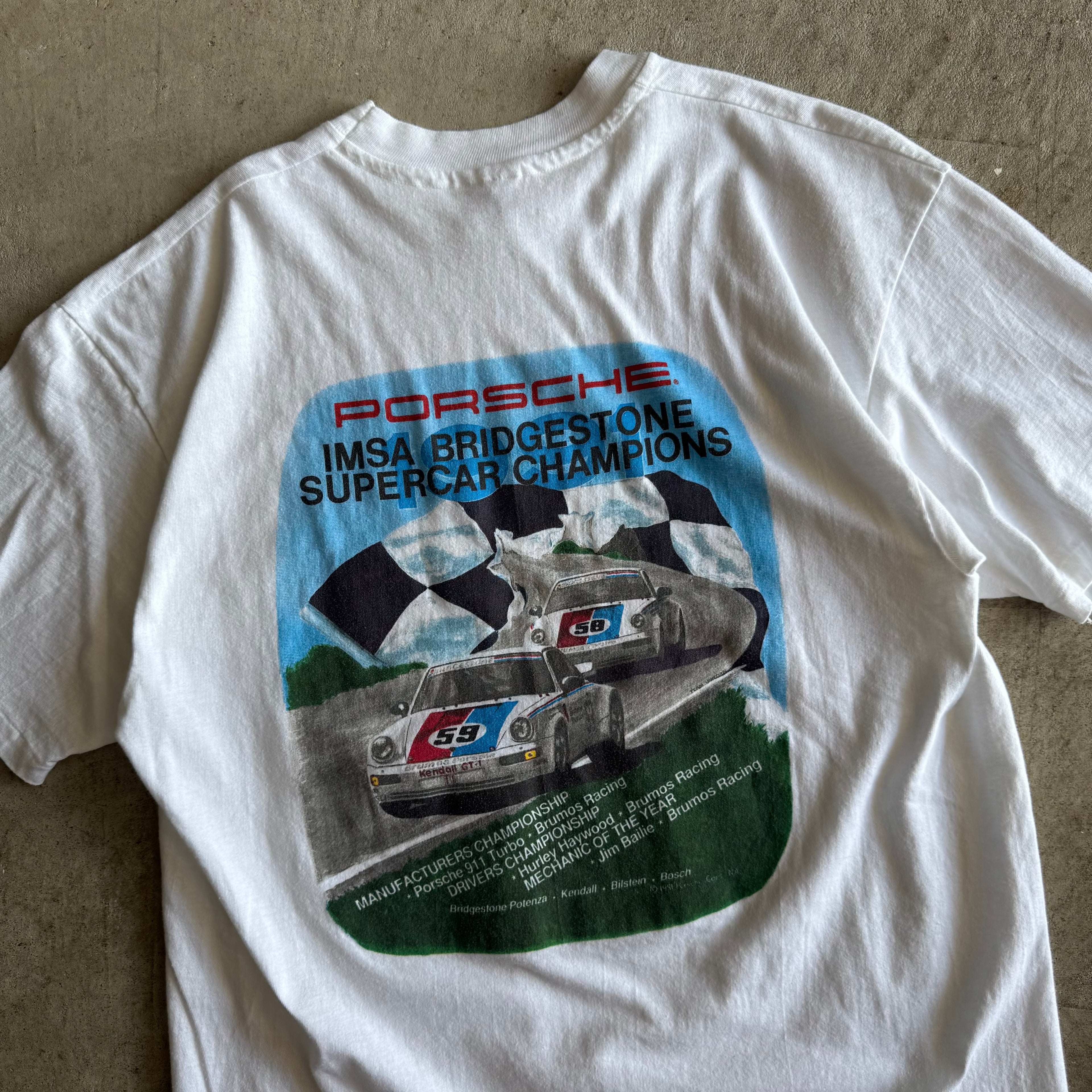 90s Porsche Motorsport Brumos IMSA Champions White T Shirt (L)