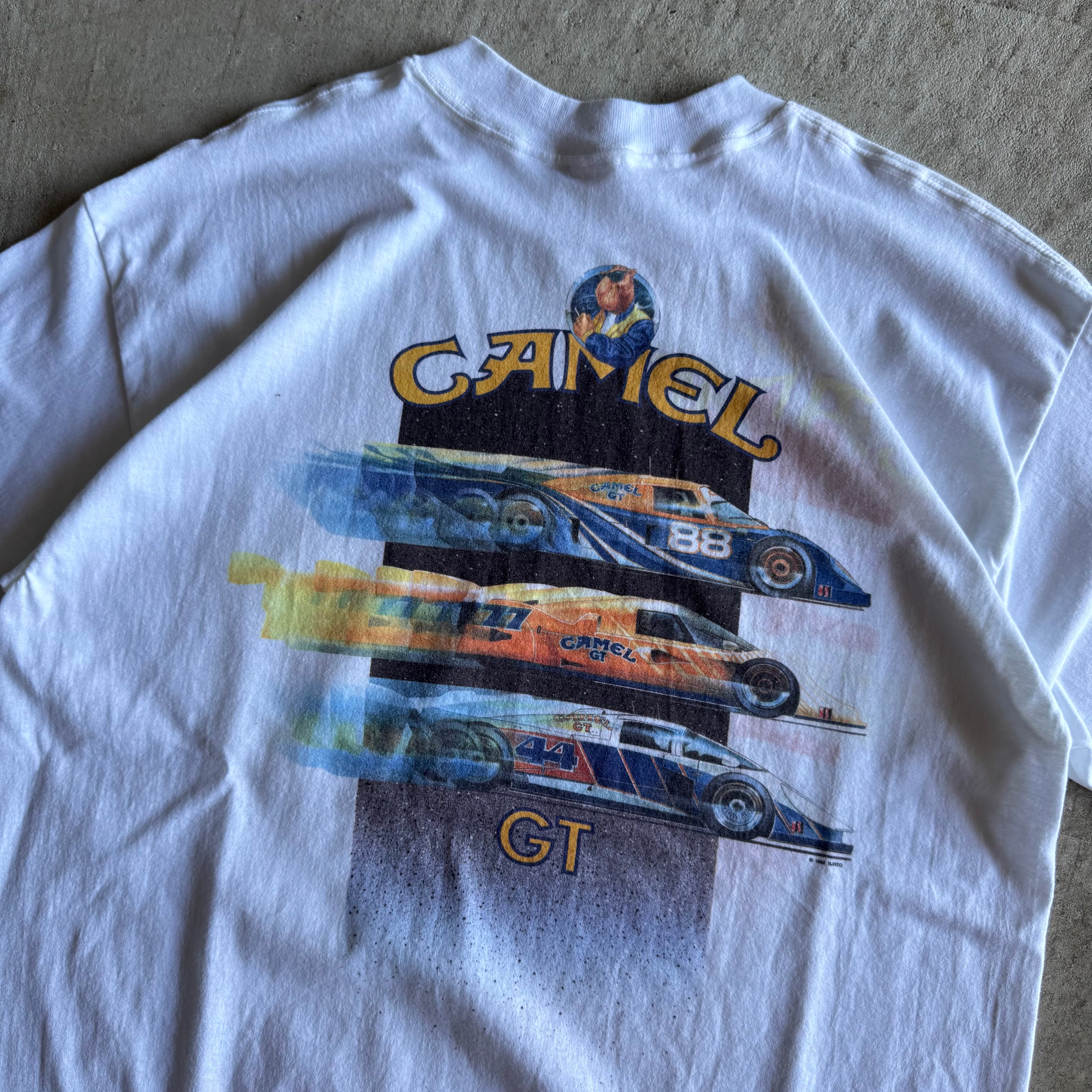 Vintage 80s Front Pocket Camel GT Series IMSA White T Shirt Size XL