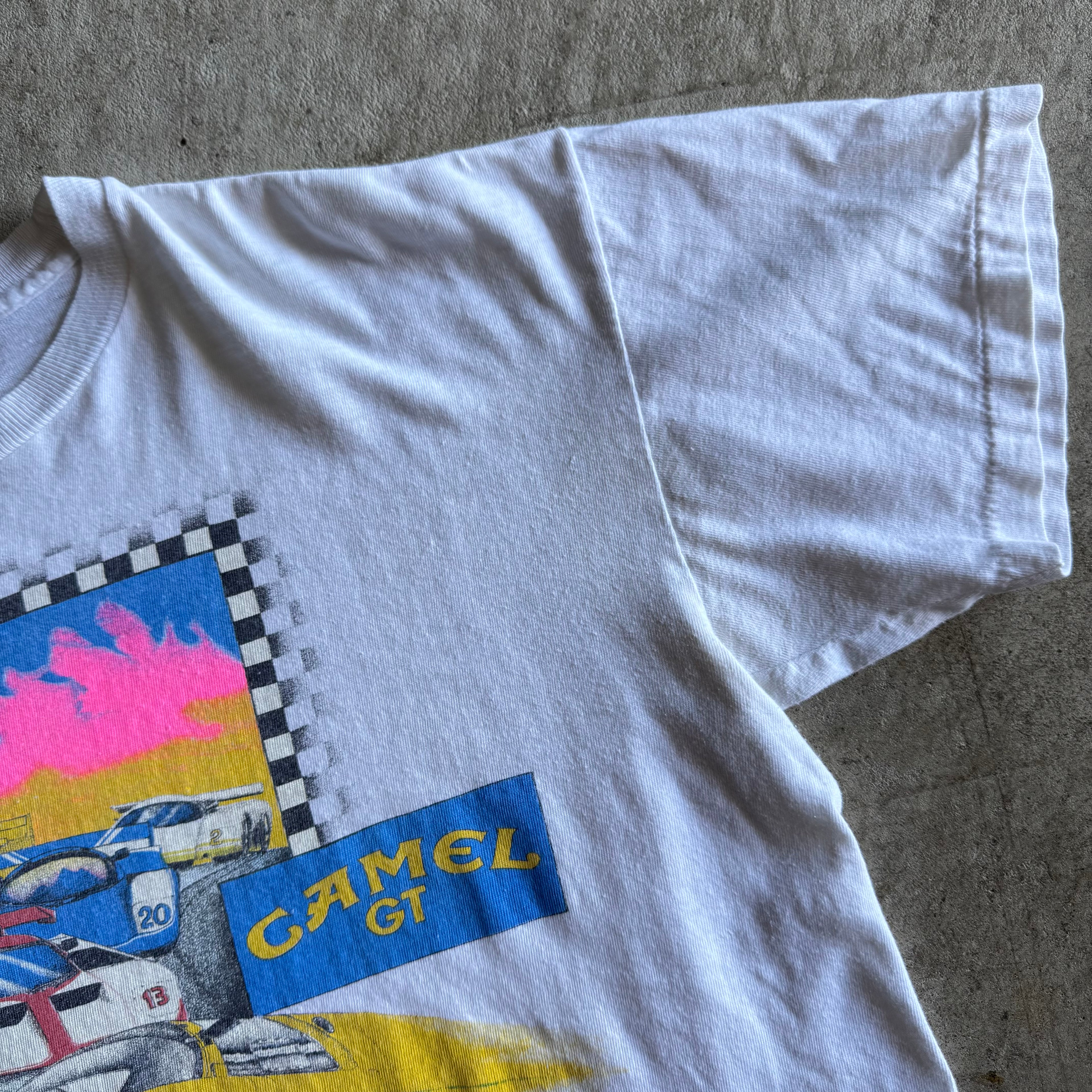 Vintage 90s Camel GT Series IMSA White T Shirt Size Large