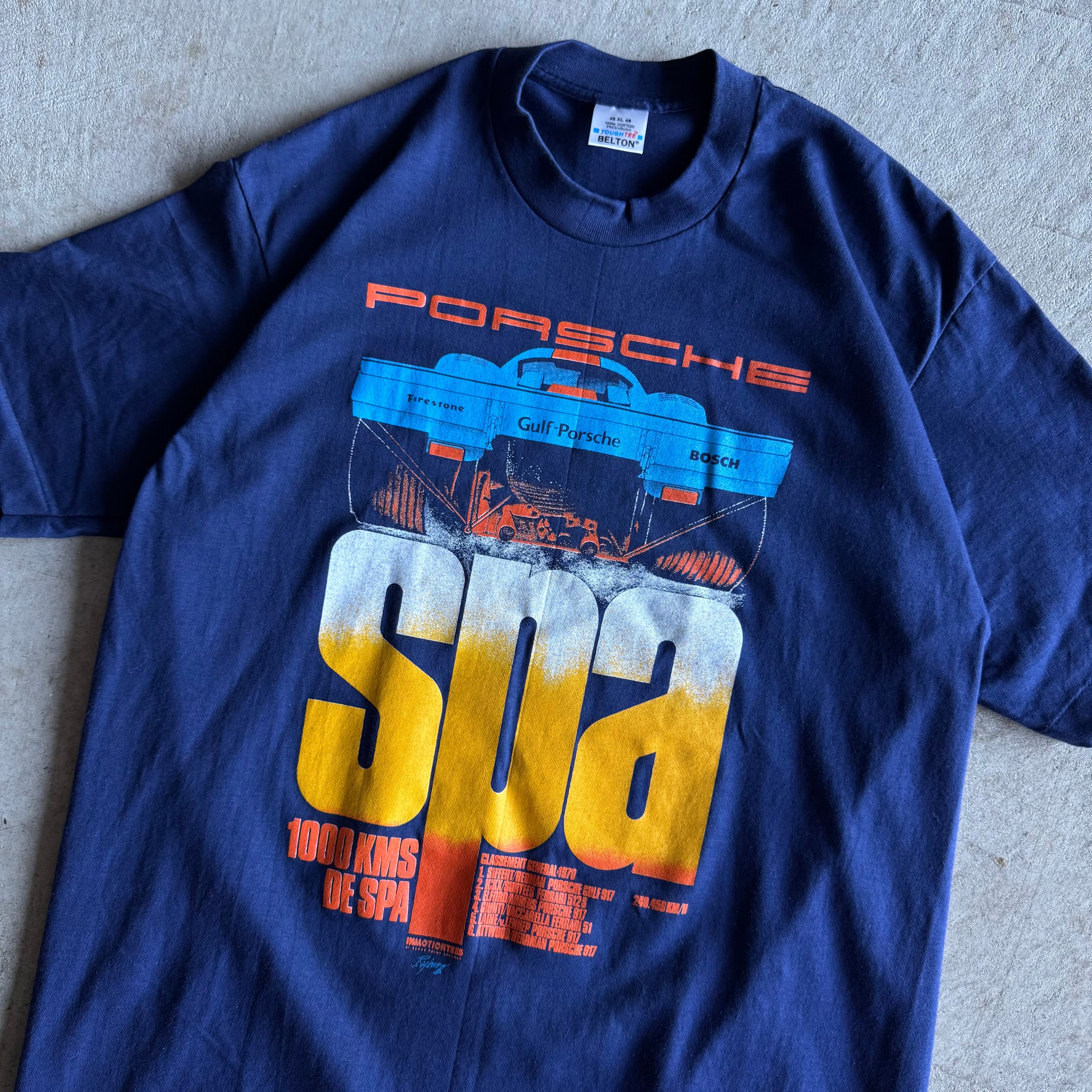80s Porsche 1000kms de Spa Navy T Shirt (XL)