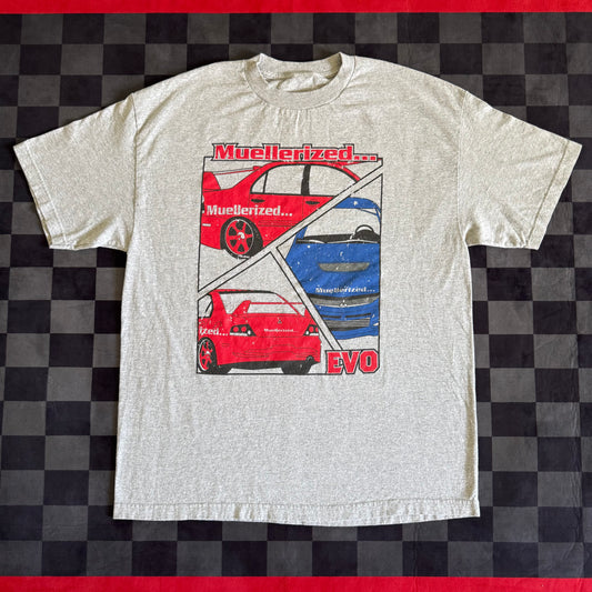2000s Muellerized Mitsubishi Evo Evolution Lancer Gray T Shirt XL