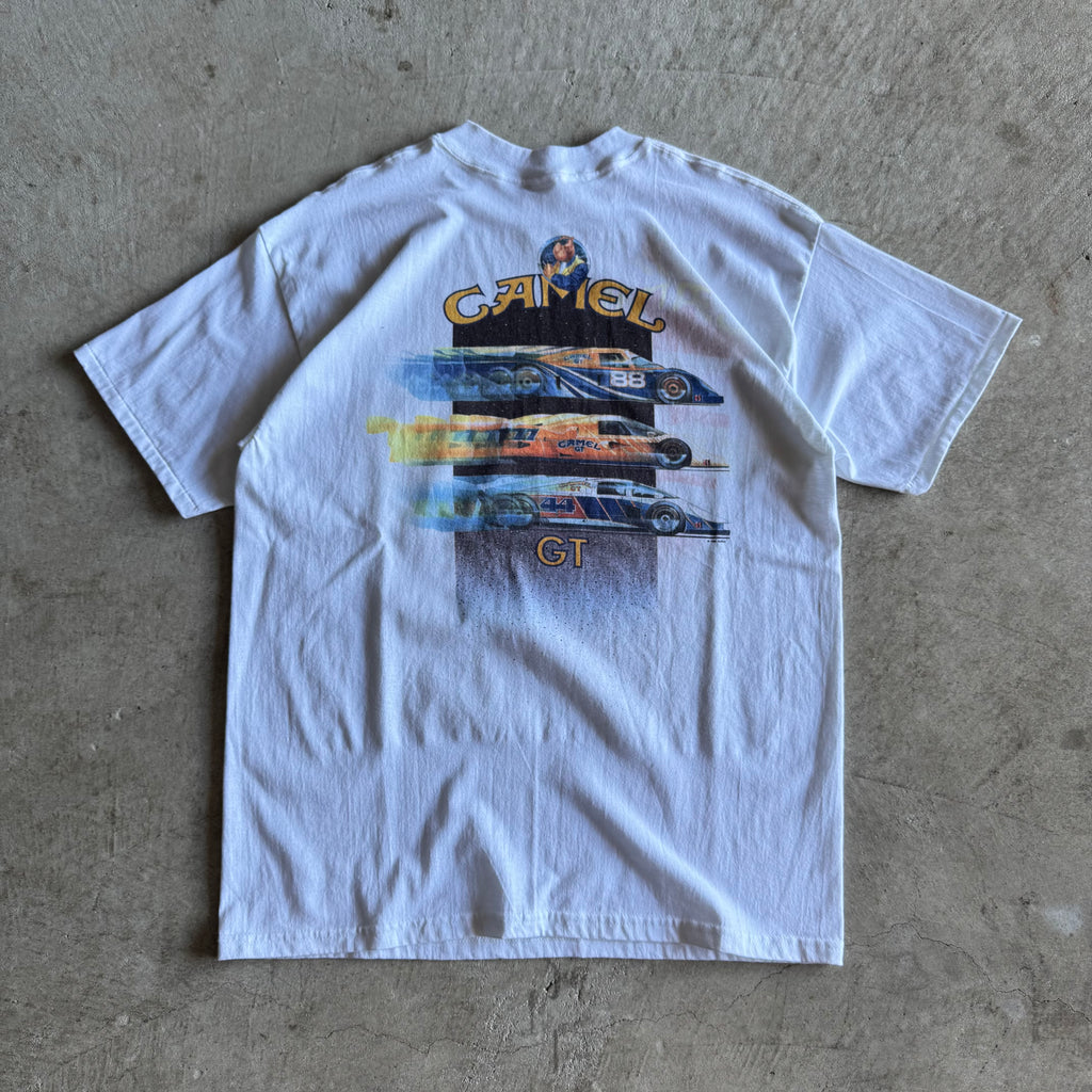 80s Front Pocket Camel GT Series IMSA White T Shirt (XL)