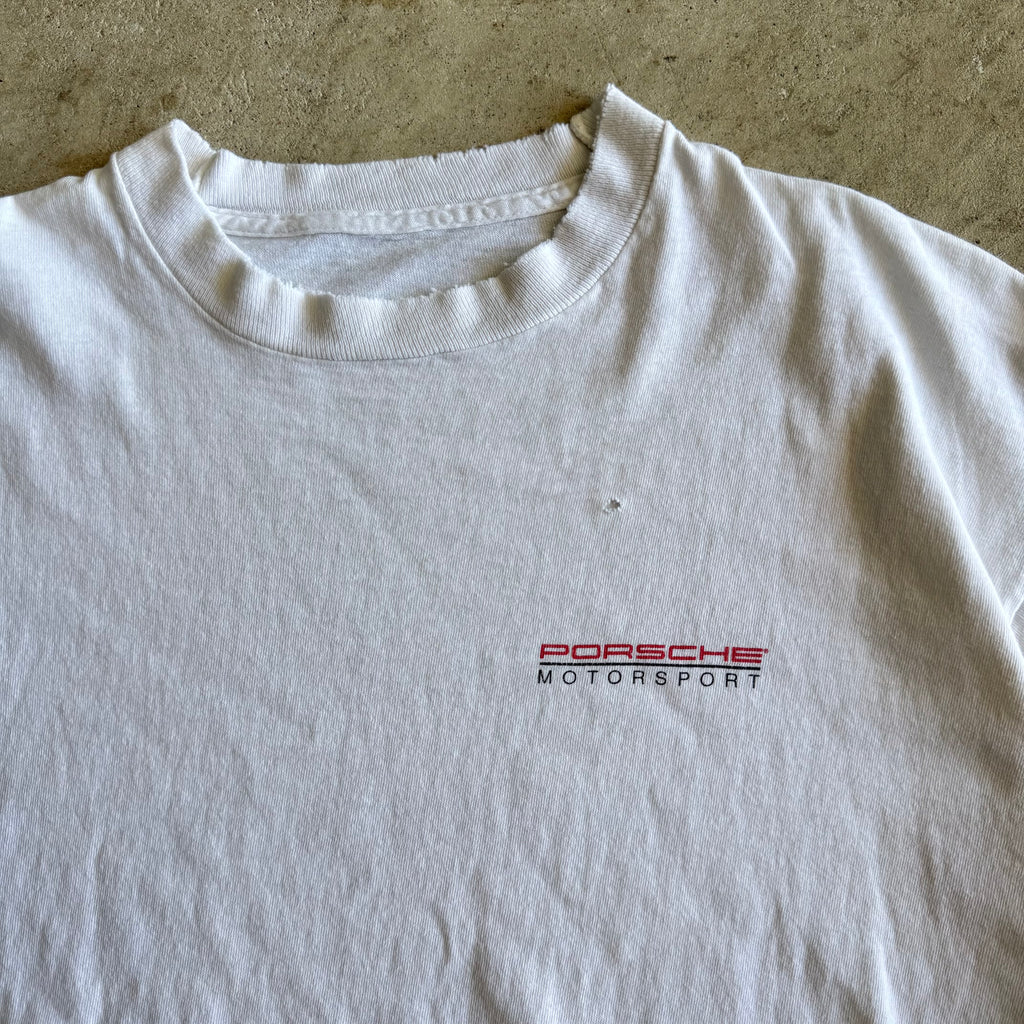 1991 Porsche 944 IMSA Firehawk Champion Distressed White T Shirt (L)