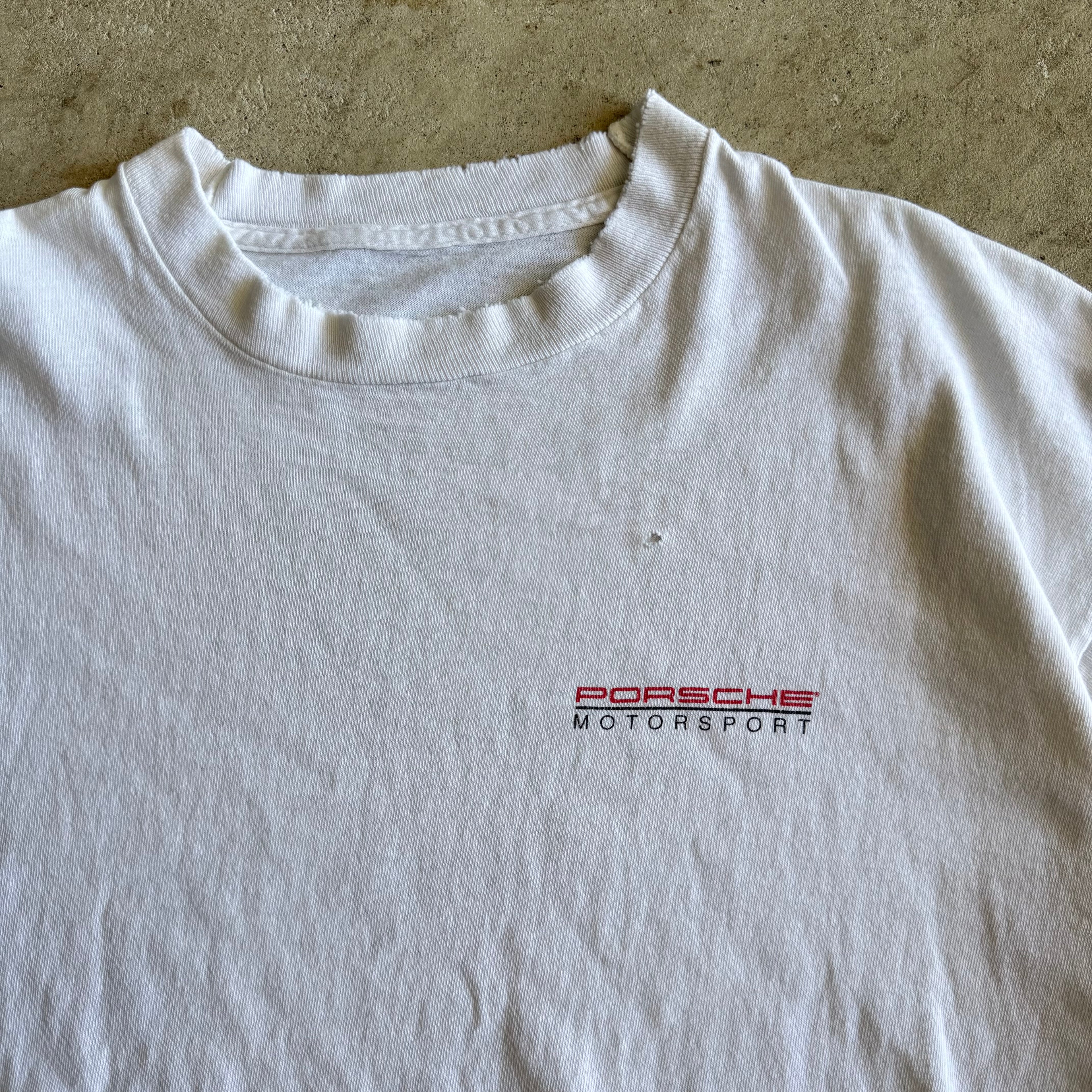 1991 Porsche 944 IMSA Firehawk Champion Distressed White T Shirt (L)