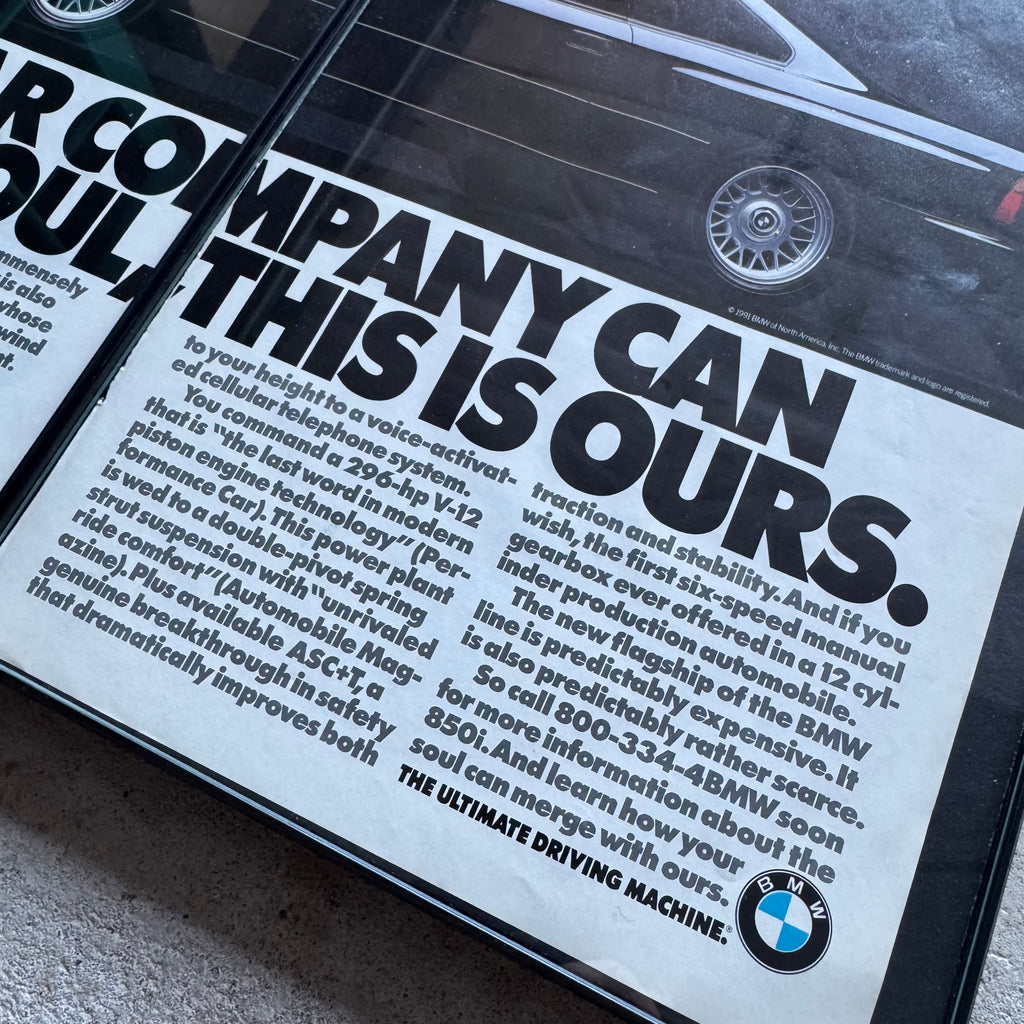 1994 BMW E31 850CSi V12 Framed Advertisement