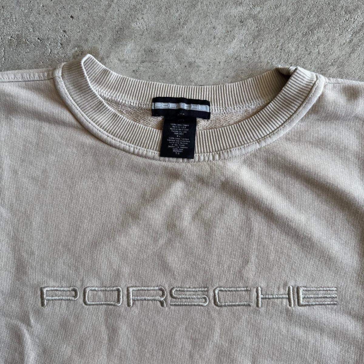 90s Porsche Selection Embroidered Beige Crewneck Sweater (XL)